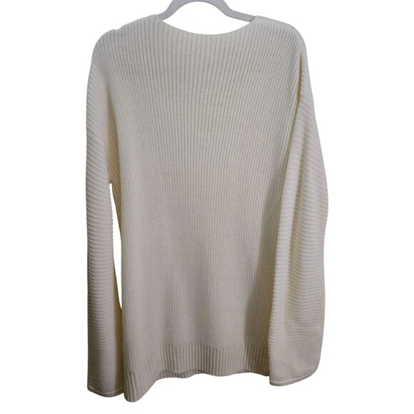 Commence NWT Ivory Chunky Knit Long Line V-neck Sweater Size L - Picture 3 of 7